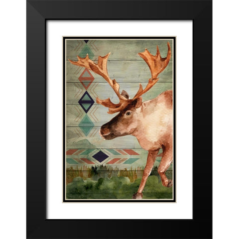 Moose Black Modern Wood Framed Art Print with Double Matting by ND Art