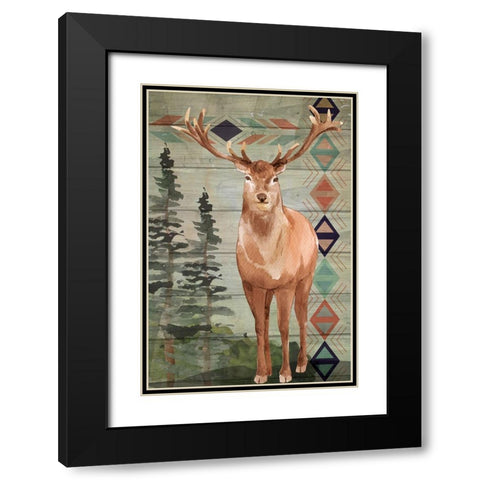 Elk Black Modern Wood Framed Art Print with Double Matting by ND Art