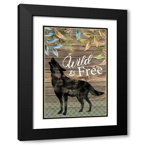 Wild Wolf Black Modern Wood Framed Art Print with Double Matting by ND Art