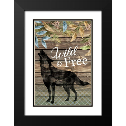 Wild Wolf Black Modern Wood Framed Art Print with Double Matting by ND Art