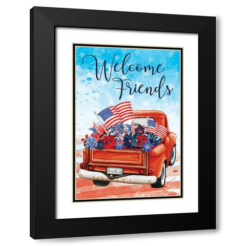 Welcome Friends Black Modern Wood Framed Art Print with Double Matting by ND Art