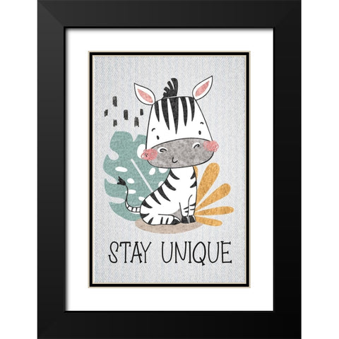 Stay Unique Black Modern Wood Framed Art Print with Double Matting by ND Art
