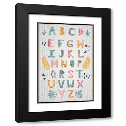 Alphabet Safari Black Modern Wood Framed Art Print with Double Matting by ND Art
