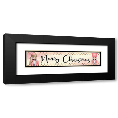 Merry Christmas Black Modern Wood Framed Art Print with Double Matting by ND Art