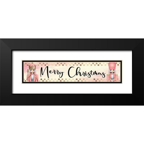 Merry Christmas Black Modern Wood Framed Art Print with Double Matting by ND Art