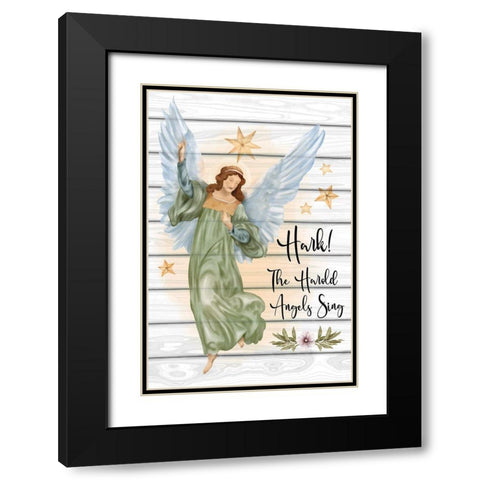 Angels Sing Black Modern Wood Framed Art Print with Double Matting by ND Art