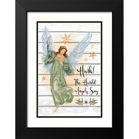 Angels Sing Black Modern Wood Framed Art Print with Double Matting by ND Art