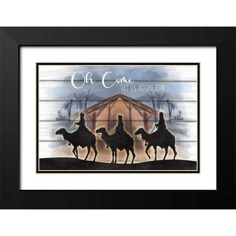 Adore Him Black Modern Wood Framed Art Print with Double Matting by ND Art