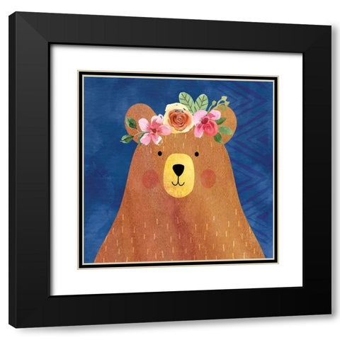 Brave Bear I Black Modern Wood Framed Art Print with Double Matting by ND Art