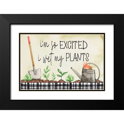 Wet My Plants Black Modern Wood Framed Art Print with Double Matting by ND Art
