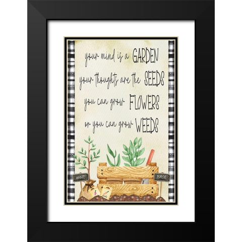 Grow Flowers Black Modern Wood Framed Art Print with Double Matting by ND Art