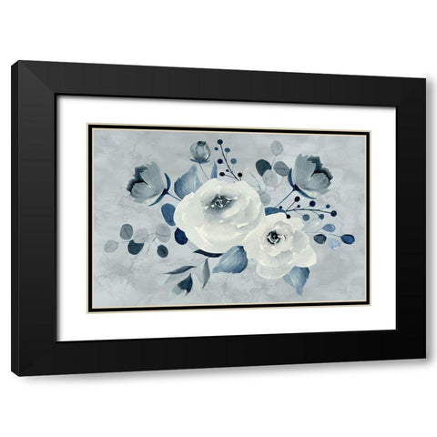 Gray Floral II Black Modern Wood Framed Art Print with Double Matting by ND Art