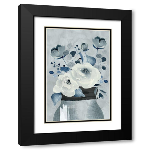 Gray Floral III Black Modern Wood Framed Art Print with Double Matting by ND Art