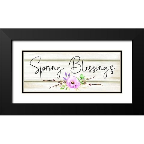 Spring Blessings Black Modern Wood Framed Art Print with Double Matting by ND Art