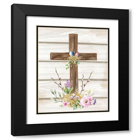 Easter Cross Black Modern Wood Framed Art Print with Double Matting by ND Art