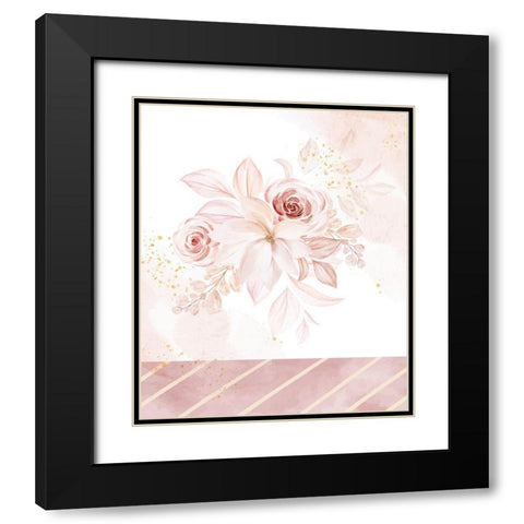 Wedding Flowers Black Modern Wood Framed Art Print with Double Matting by ND Art