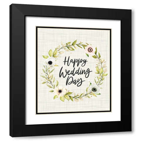 Happy Wedding Day Black Modern Wood Framed Art Print with Double Matting by ND Art
