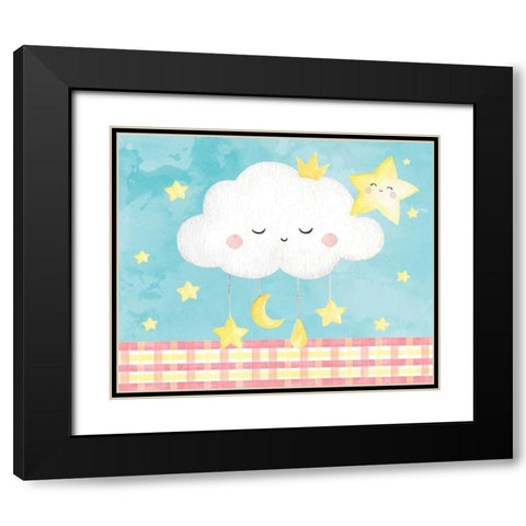 Nursery Stars Black Modern Wood Framed Art Print with Double Matting by ND Art