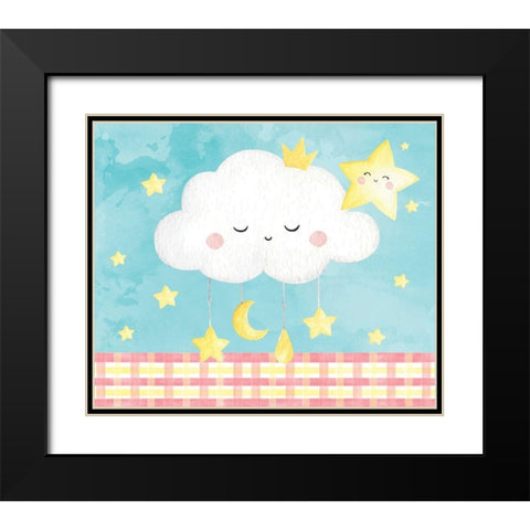 Nursery Stars Black Modern Wood Framed Art Print with Double Matting by ND Art