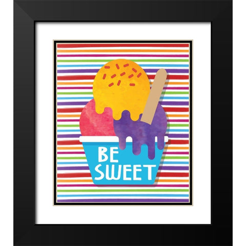 Be Sweet Black Modern Wood Framed Art Print with Double Matting by ND Art