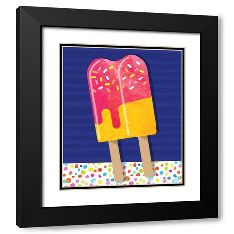 Popsicles Black Modern Wood Framed Art Print with Double Matting by ND Art