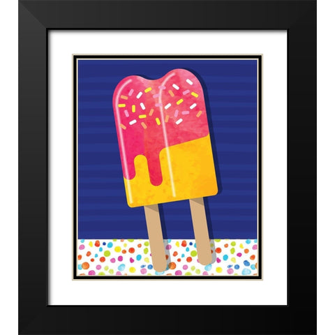 Popsicles Black Modern Wood Framed Art Print with Double Matting by ND Art