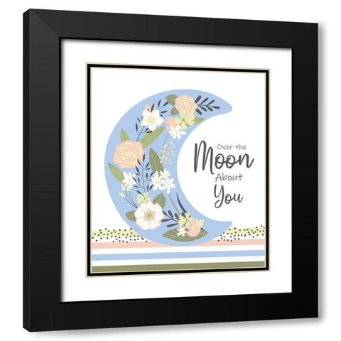 Over the Moon Black Modern Wood Framed Art Print with Double Matting by ND Art