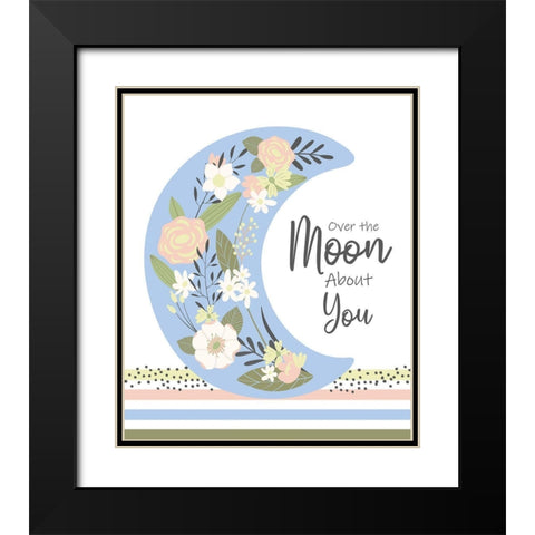 Over the Moon Black Modern Wood Framed Art Print with Double Matting by ND Art