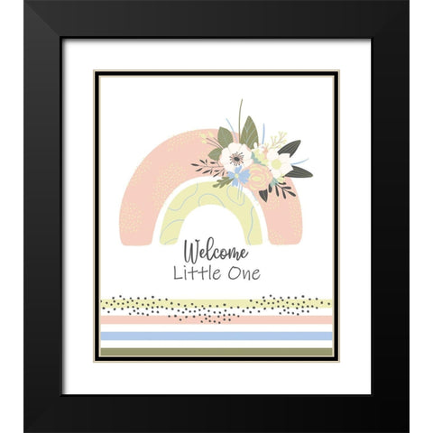 Welcome Little One Black Modern Wood Framed Art Print with Double Matting by ND Art