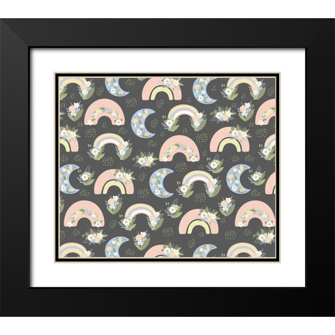 Rainbow Pattern Black Modern Wood Framed Art Print with Double Matting by ND Art