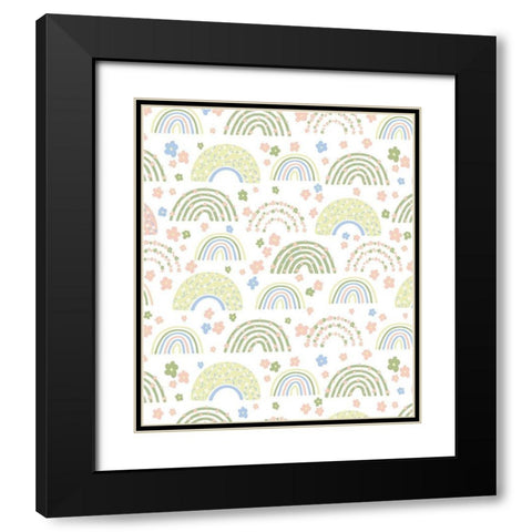 Rainbow Pattern II Black Modern Wood Framed Art Print with Double Matting by ND Art