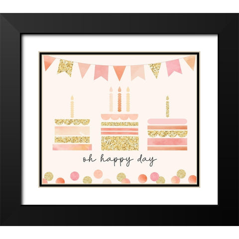 Happy Day Black Modern Wood Framed Art Print with Double Matting by ND Art
