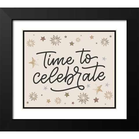 Celebrate Black Modern Wood Framed Art Print with Double Matting by ND Art