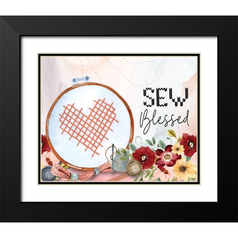 Sew Blessed Black Modern Wood Framed Art Print with Double Matting by ND Art