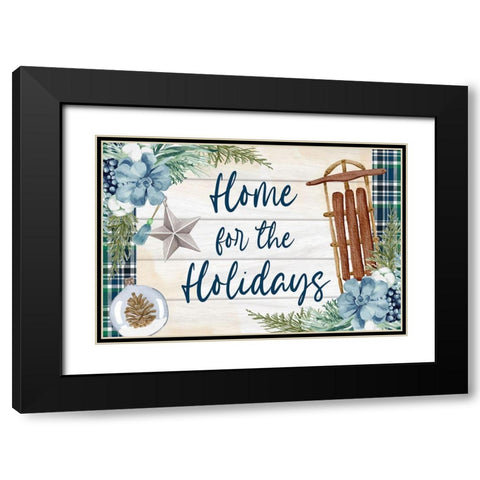 Home for the Holidays Black Modern Wood Framed Art Print with Double Matting by ND Art