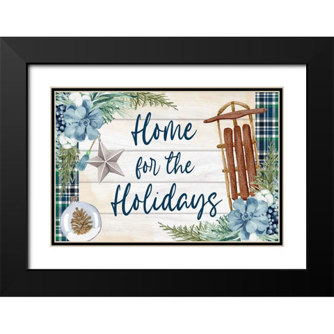 Home for the Holidays Black Modern Wood Framed Art Print with Double Matting by ND Art