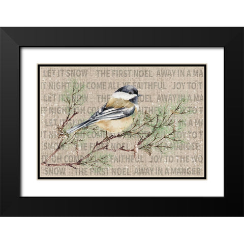 Winter Chickadee II Black Modern Wood Framed Art Print with Double Matting by ND Art