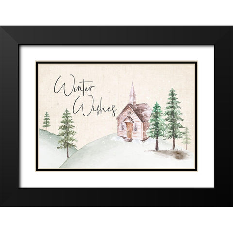 Winter Wishes Black Modern Wood Framed Art Print with Double Matting by ND Art
