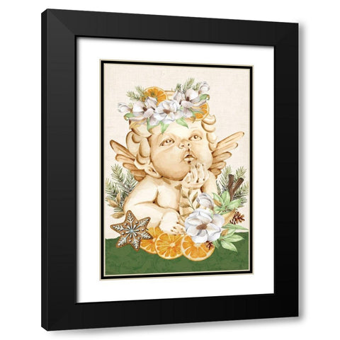 Wassail Angel Black Modern Wood Framed Art Print with Double Matting by ND Art