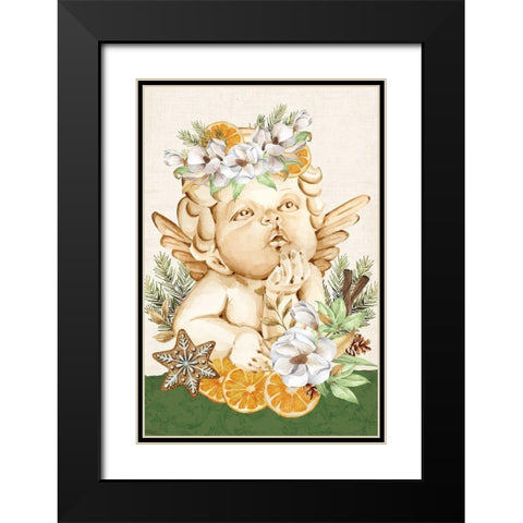 Wassail Angel Black Modern Wood Framed Art Print with Double Matting by ND Art
