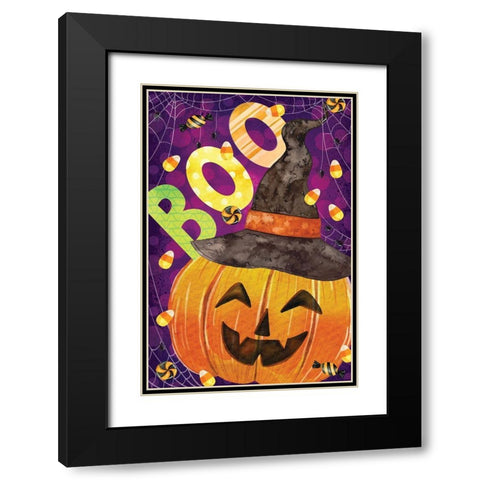 Boo! Black Modern Wood Framed Art Print with Double Matting by ND Art