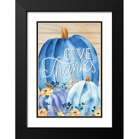 Give Thanks Black Modern Wood Framed Art Print with Double Matting by ND Art