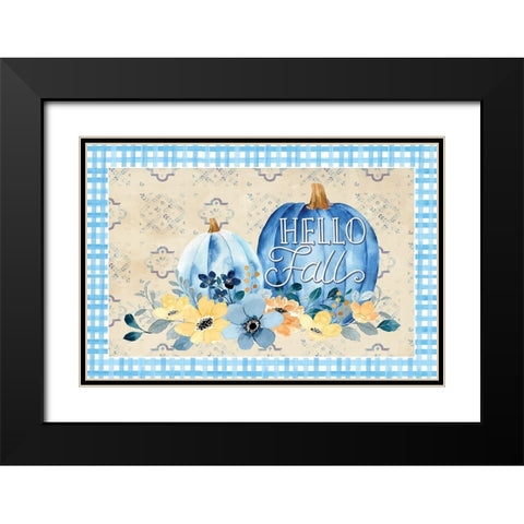 Hello Fall Black Modern Wood Framed Art Print with Double Matting by ND Art