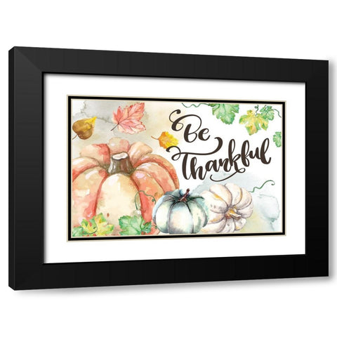 Be Thankful Black Modern Wood Framed Art Print with Double Matting by ND Art
