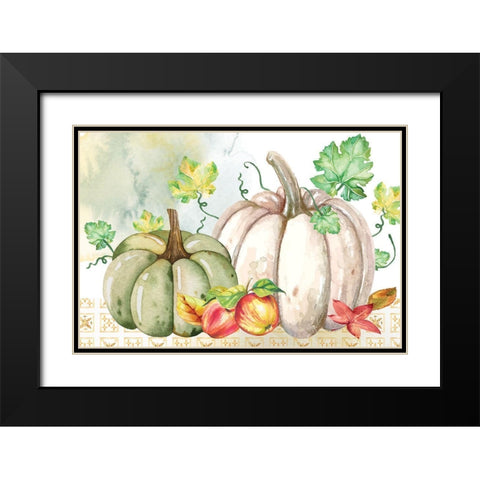 Fall Pumpkins Black Modern Wood Framed Art Print with Double Matting by ND Art