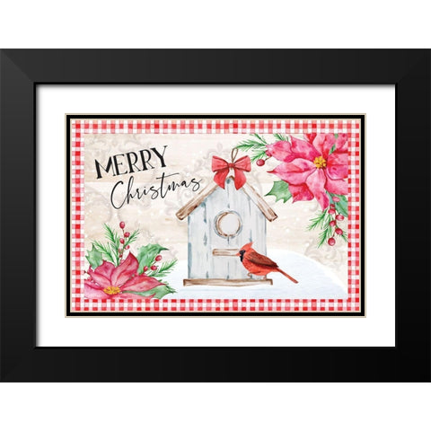 Merry Christmas Black Modern Wood Framed Art Print with Double Matting by ND Art