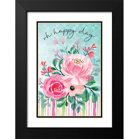 Oh Happy Day Black Modern Wood Framed Art Print with Double Matting by ND Art