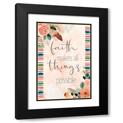 Faith Black Modern Wood Framed Art Print with Double Matting by ND Art