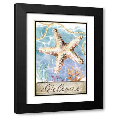 Welcome Black Modern Wood Framed Art Print with Double Matting by ND Art