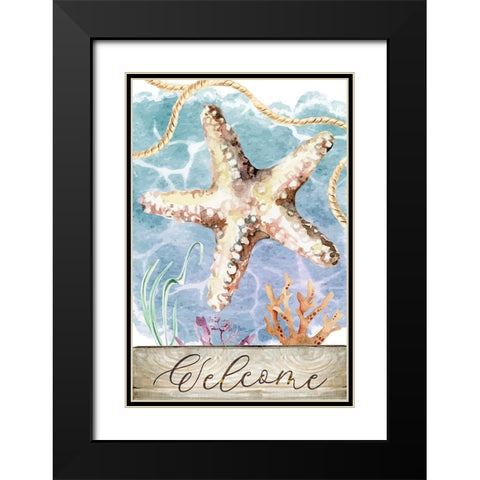 Welcome Black Modern Wood Framed Art Print with Double Matting by ND Art